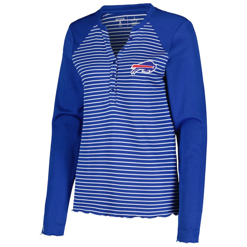 Antigua Women's Maverick Waffle Henley Long Sleeve T-Shirt - Buffalo Bills