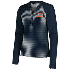 Antigua Women's Maverick Waffle Henley Long Sleeve T-Shirt - Chicago Bears