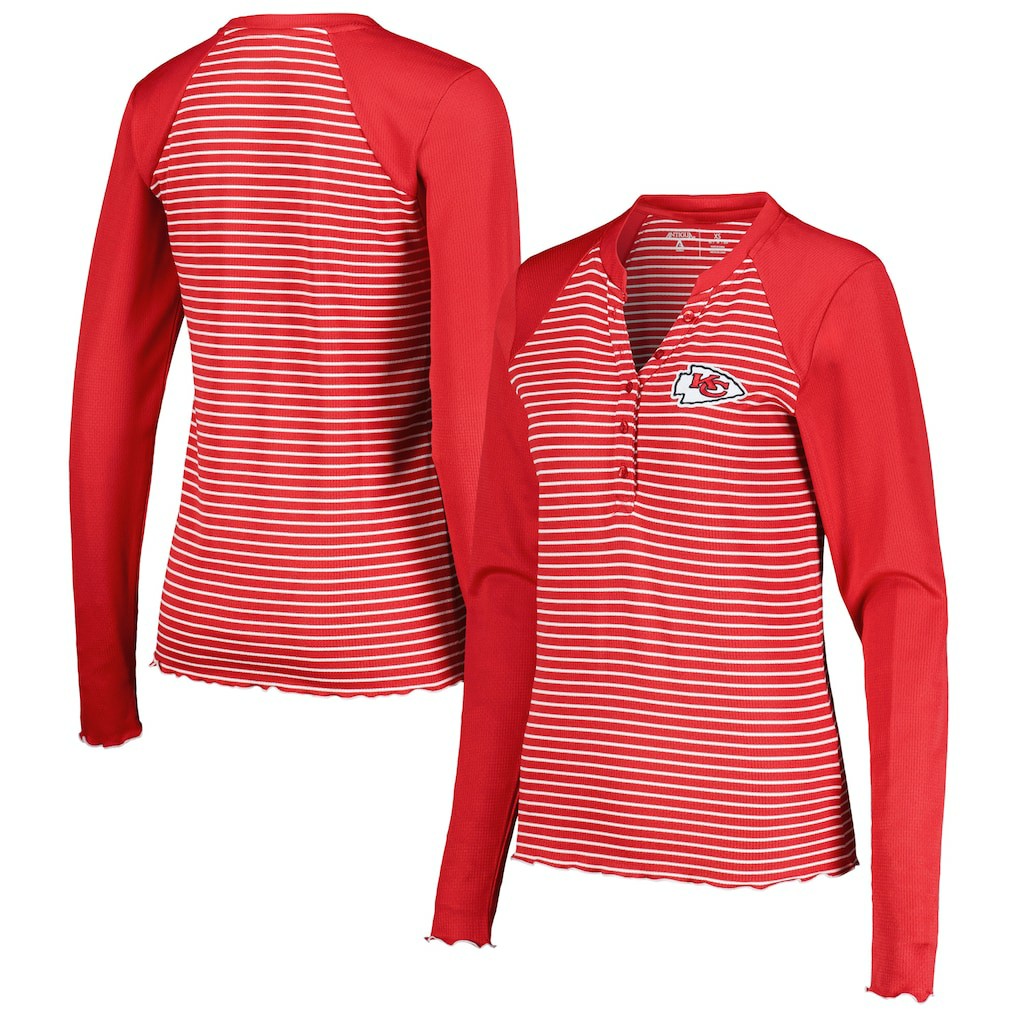 Antigua Women's Maverick Waffle Henley Long Sleeve T-Shirt - Kansas City Chiefs