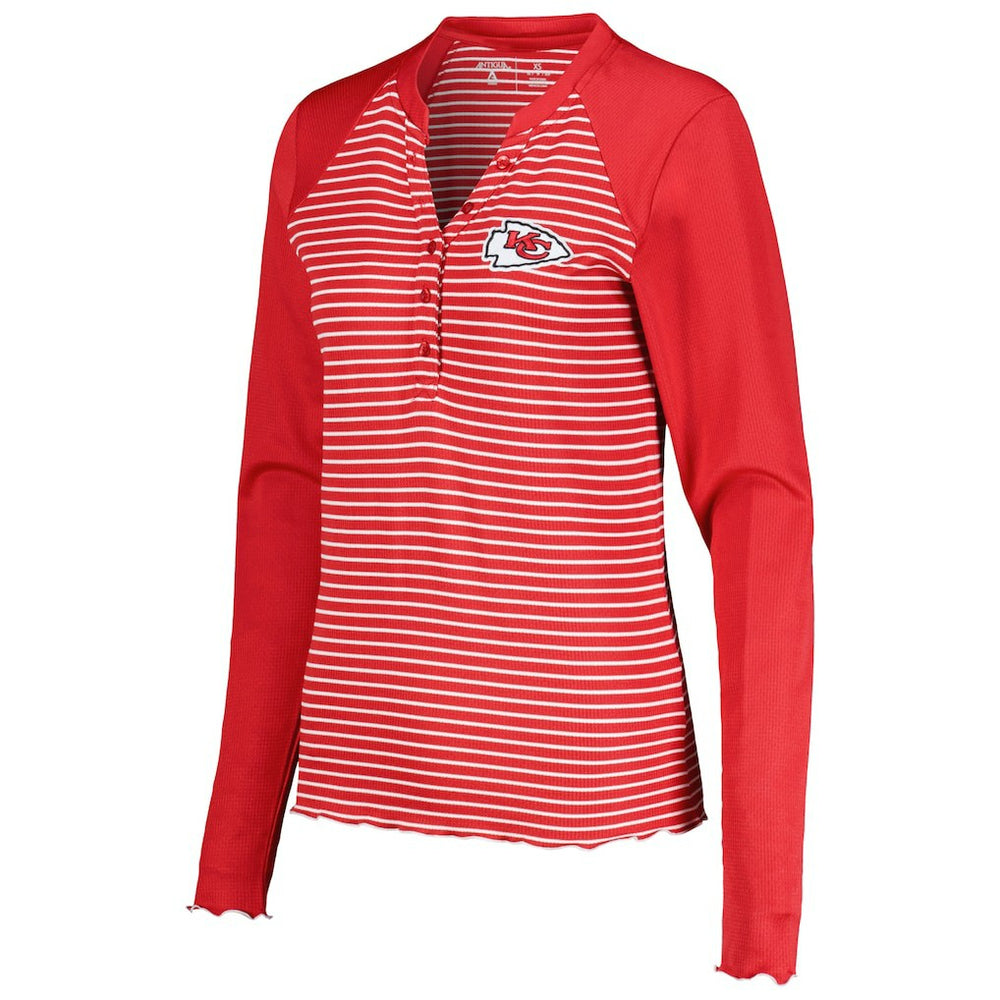 Antigua Women's Maverick Waffle Henley Long Sleeve T-Shirt - Kansas City Chiefs