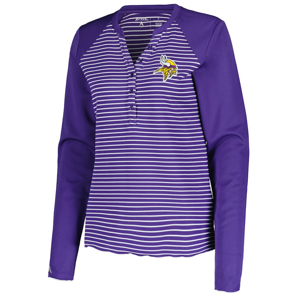 Antigua Women's Maverick Waffle Henley Long Sleeve T-Shirt - Minnesota Vikings