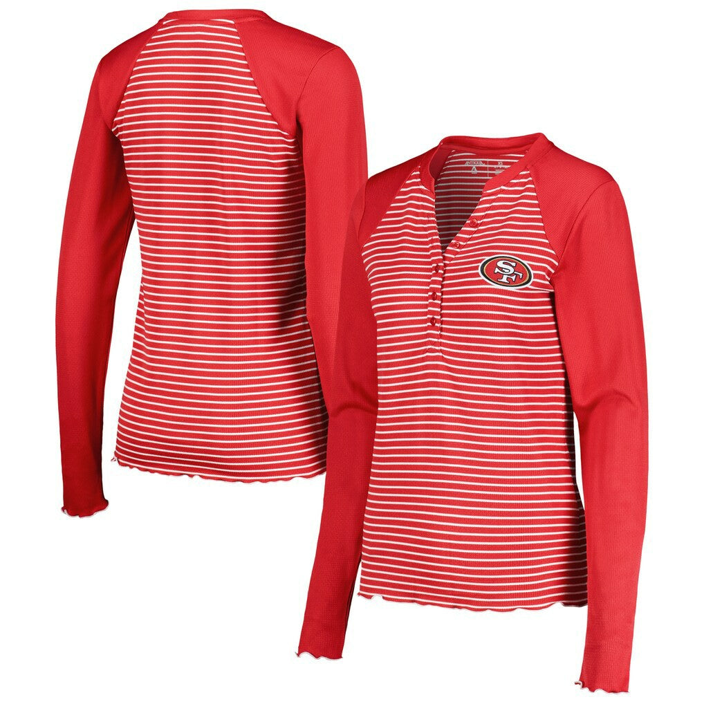 Antigua Women's Maverick Waffle Henley Long Sleeve T-Shirt - San Francisco 49ers