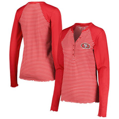 Antigua Women's Maverick Waffle Henley Long Sleeve T-Shirt - San Francisco 49ers