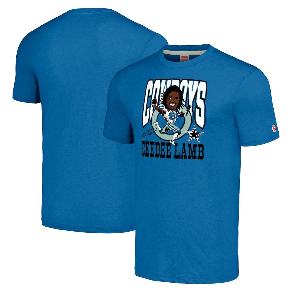CeeDee Lamb  Homage Unisex Caricature Player Tri-Blend T-Shirt - Dallas Cowboys