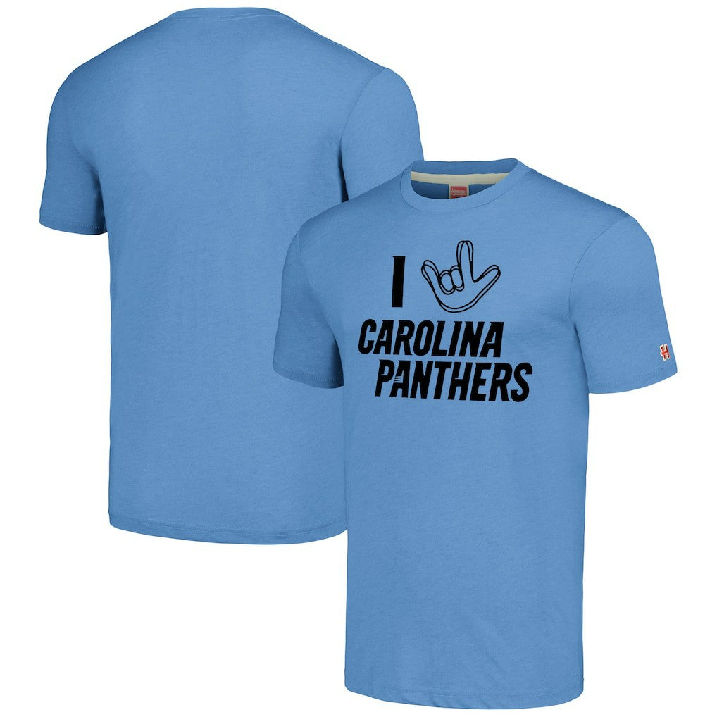 Homage Unisex The NFL ASL Collection by Love Sign Tri-Blend T-Shirt - Carolina Panthers