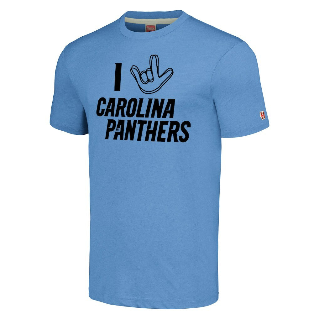 Homage Unisex The NFL ASL Collection by Love Sign Tri-Blend T-Shirt - Carolina Panthers