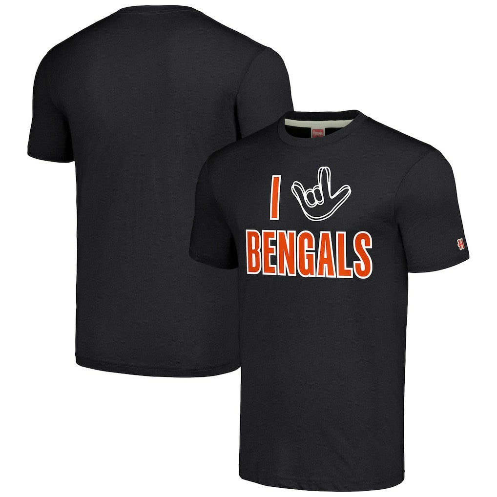 Homage Unisex The NFL ASL Collection by Love Sign Tri-Blend T-Shirt - Cincinnati Bengals