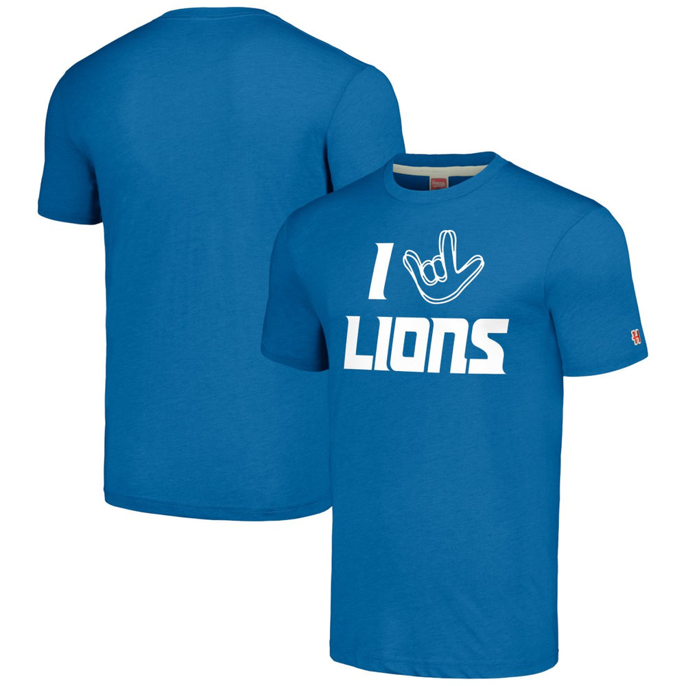 Homage Unisex The NFL ASL Collection by Love Sign Tri-Blend T-Shirt - Detroit Lions