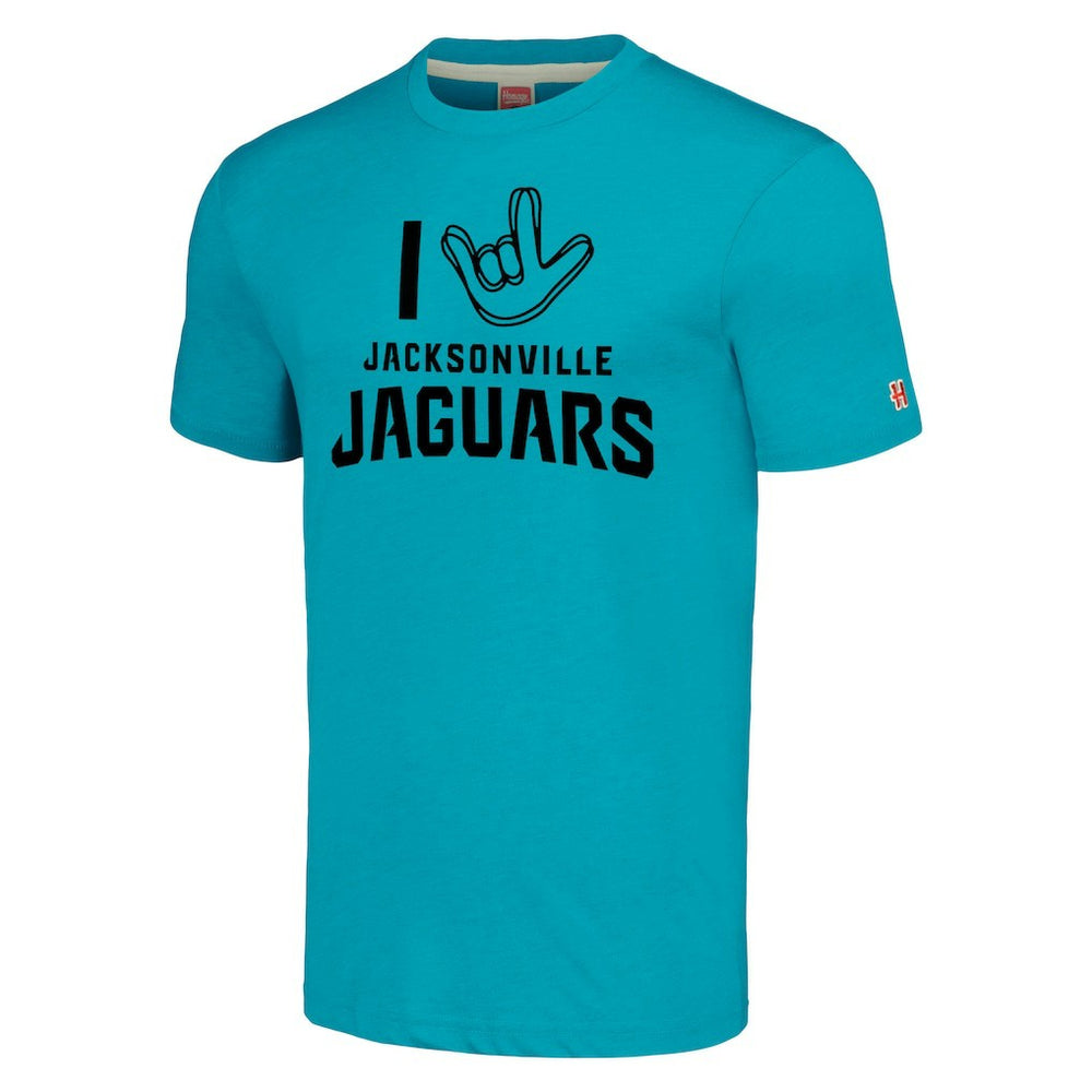 Homage Unisex The NFL ASL Collection by Love Sign Tri-Blend T-Shirt - Jacksonville Jaguars