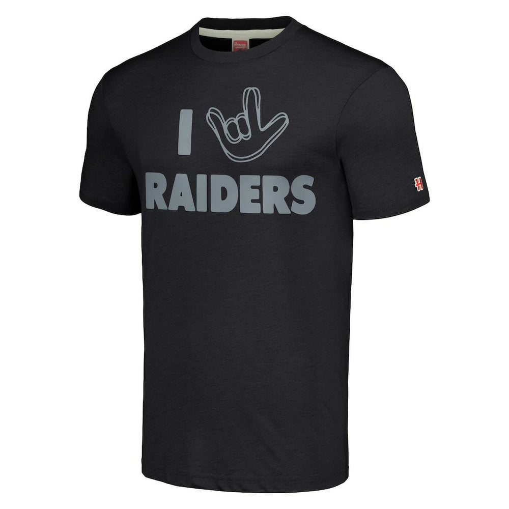 Homage Unisex The NFL ASL Collection by Love Sign Tri-Blend T-Shirt - Las Vegas Raiders