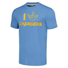 Homage Unisex The NFL ASL Collection by Love Sign Tri-Blend T-Shirt - Los Angeles Chargers