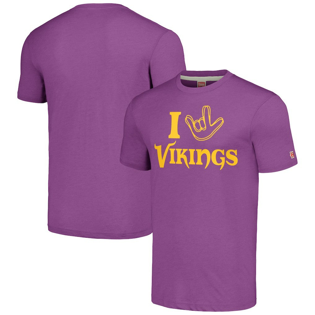 Homage Unisex The NFL ASL Collection by Love Sign Tri-Blend T-Shirt - Minnesota Vikings