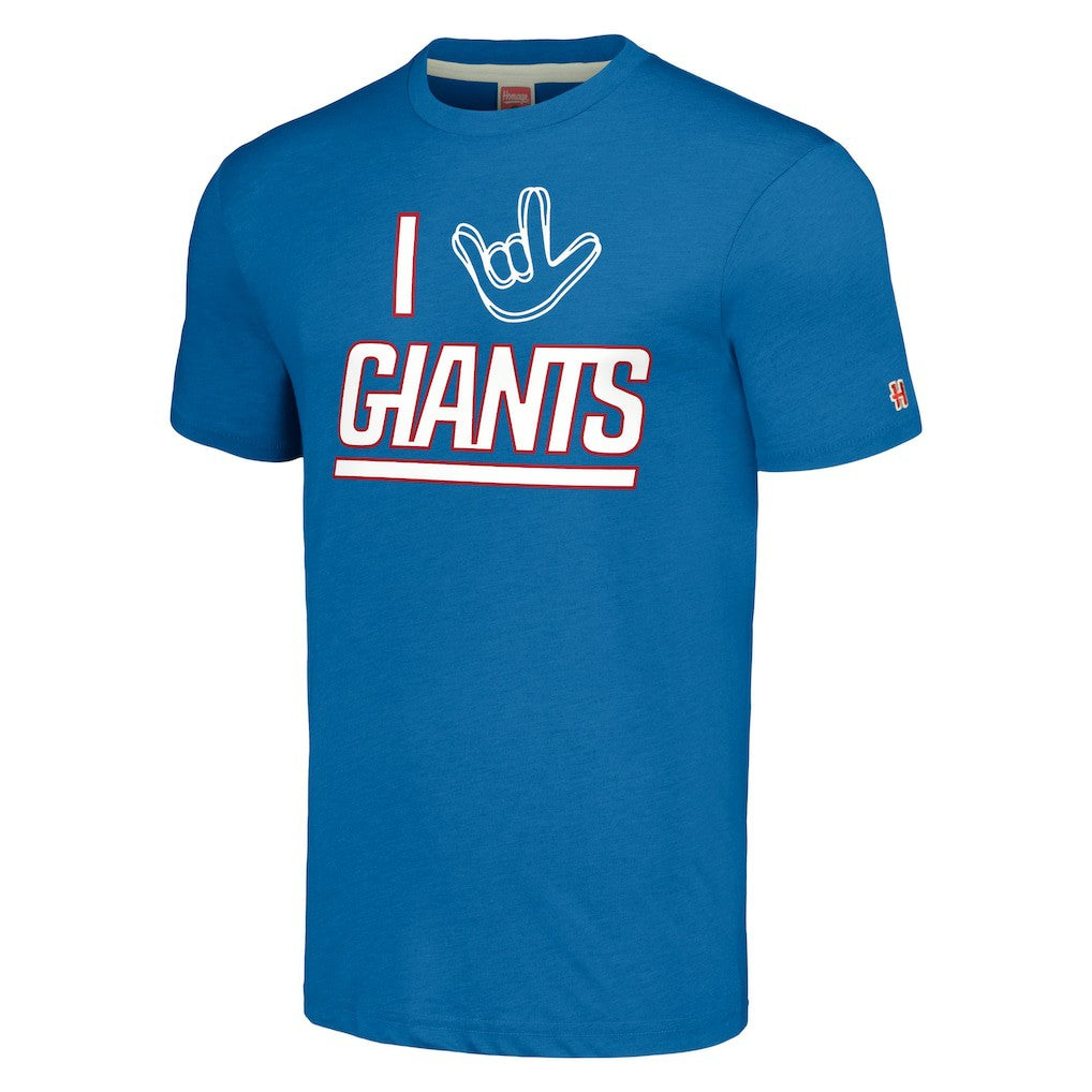 Homage Unisex The NFL ASL Collection by Love Sign Tri-Blend T-Shirt - New York Giants