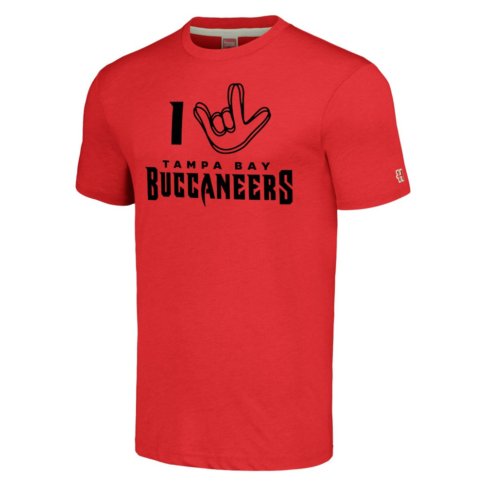 Homage Unisex The NFL ASL Collection by Love Sign Tri-Blend T-Shirt - Tampa Bay Buccaneers