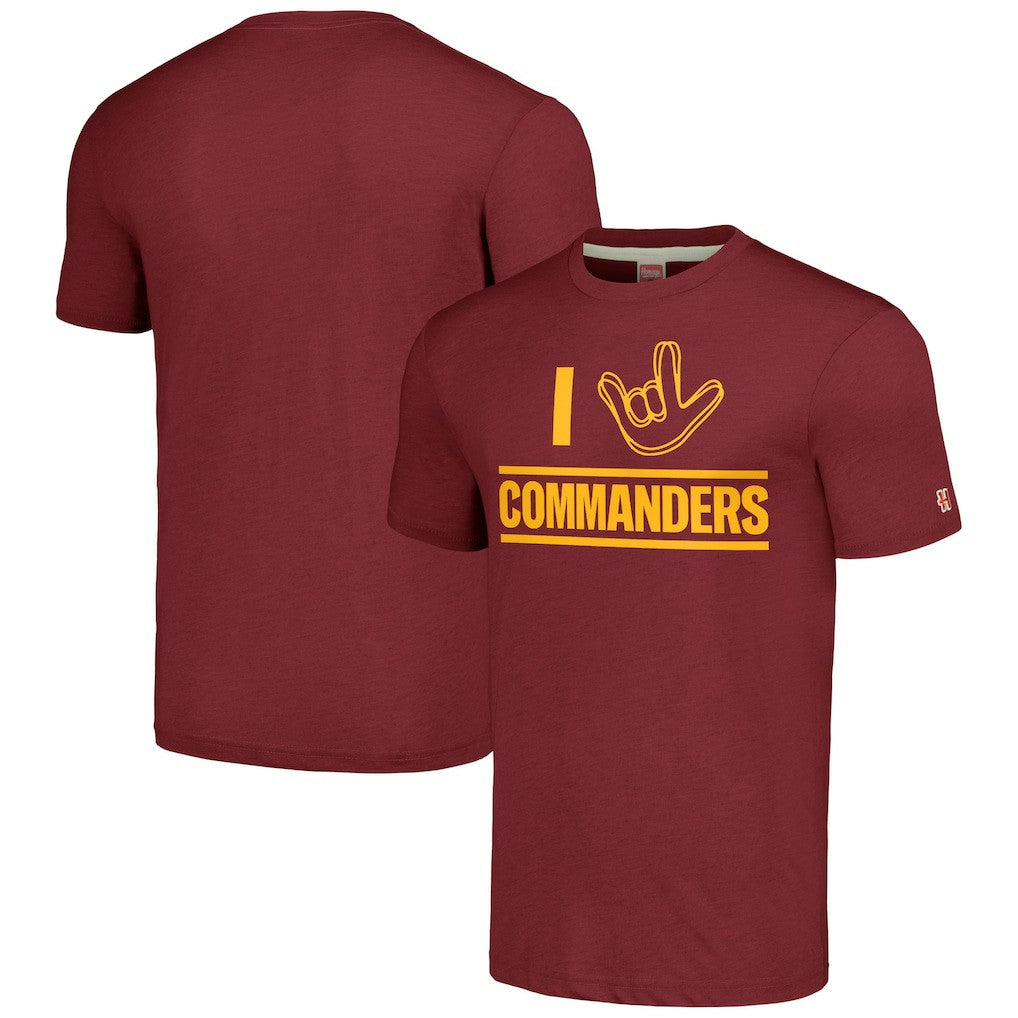 Homage Unisex The NFL ASL Collection by Love Sign Tri-Blend T-Shirt - Washington Commanders