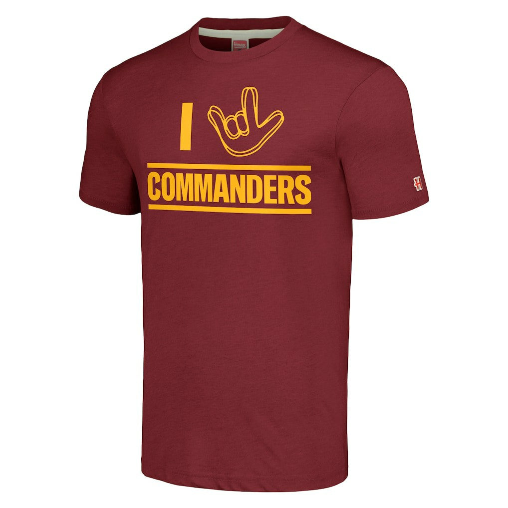 Homage Unisex The NFL ASL Collection by Love Sign Tri-Blend T-Shirt - Washington Commanders