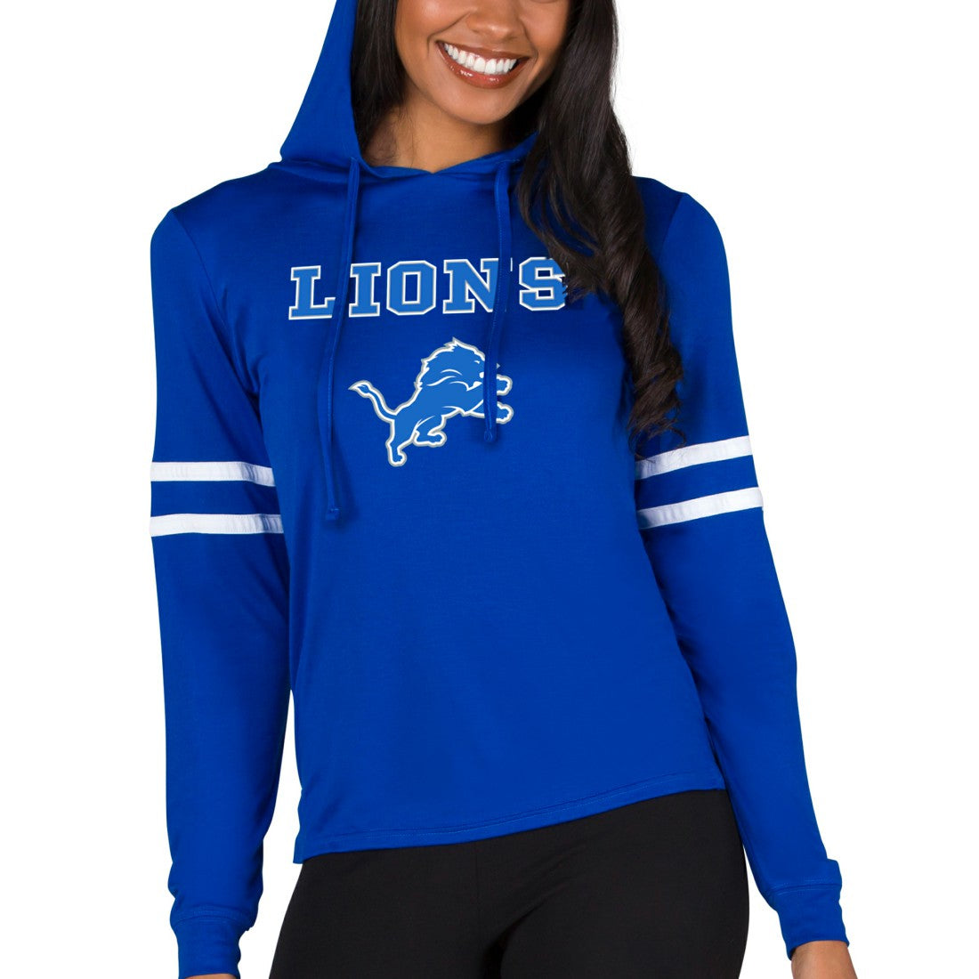 Concepts Sport Women's Marathon Lightweight Lounge Pullover Hoodie - Detroit Lions