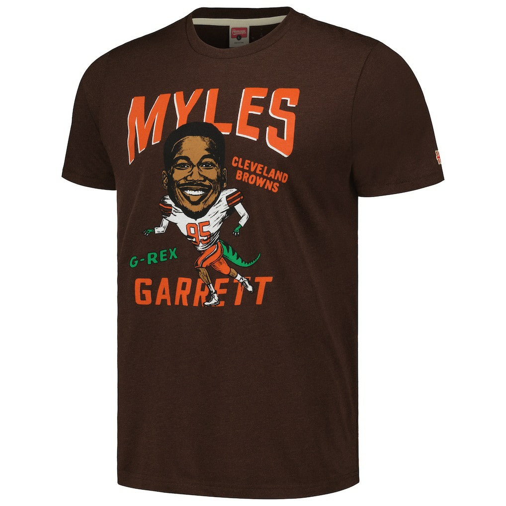 Myles Garrett  Homage Unisex Caricature Player Tri-Blend T-Shirt - Cleveland Browns