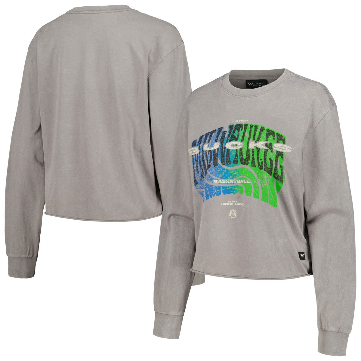 NBA Milwaukee Bucks The Wild Collective Women's Band Cropped Long Sleeve T-Shirt