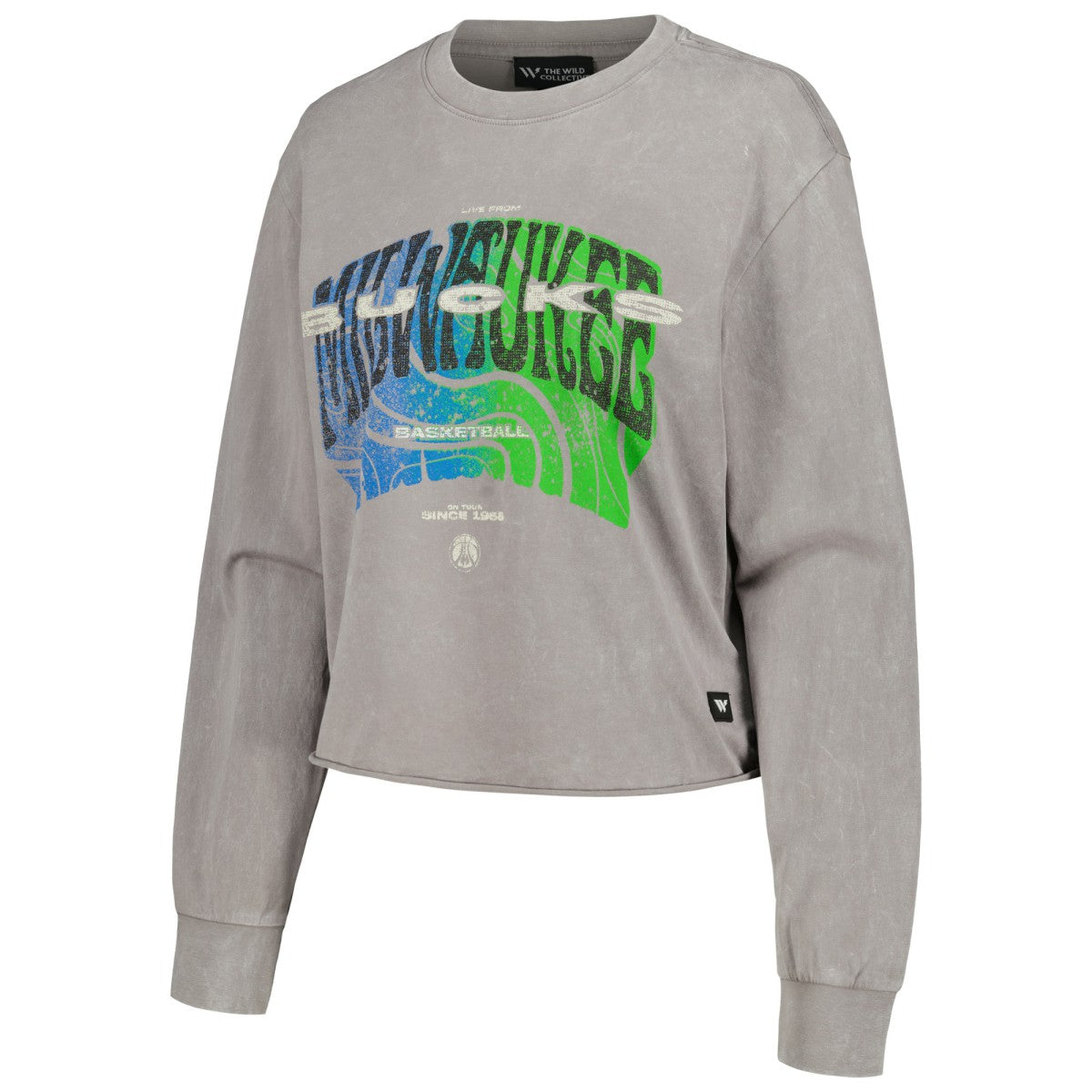 NBA Milwaukee Bucks The Wild Collective Women's Band Cropped Long Sleeve T-Shirt