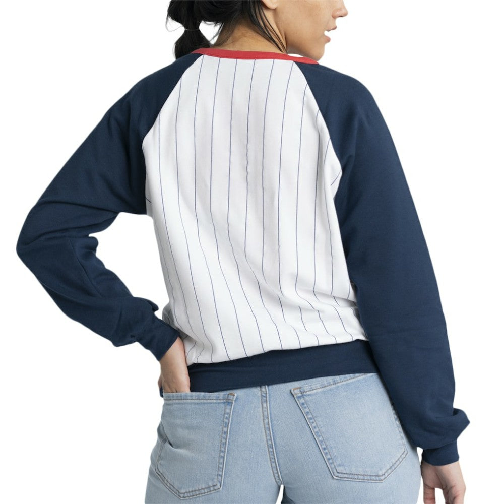 MLB Atlanta Braves Lusso Women's Mack Fleece V-Neck Pullover Top