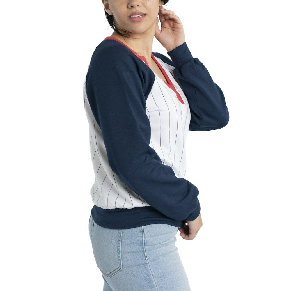 MLB Boston Red Sox Lusso Women's Mack Fleece V-Neck Pullover Top