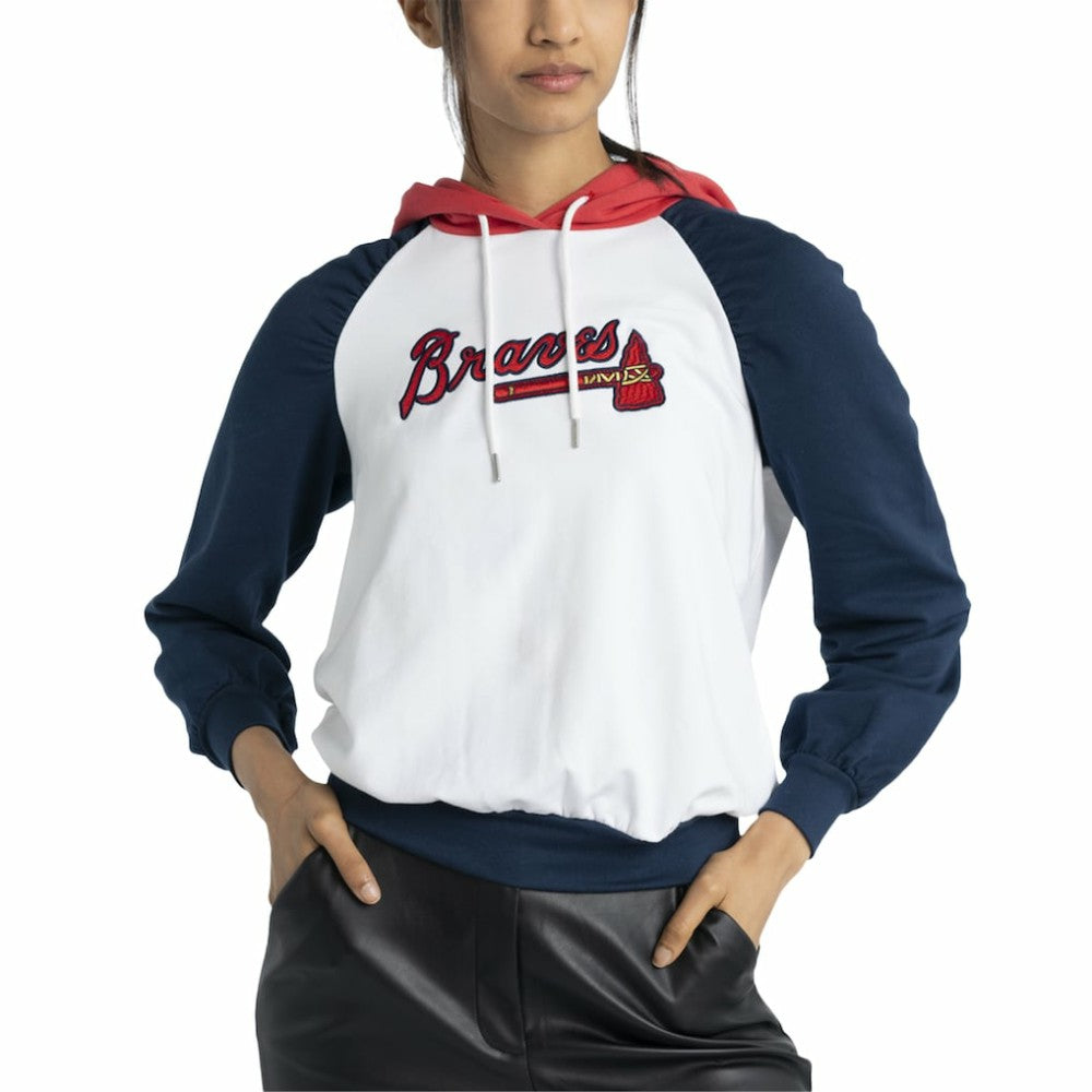 MLB Atlanta Braves Lusso Women's Marlowe Tri-Blend Raglan Pullover Hoodie