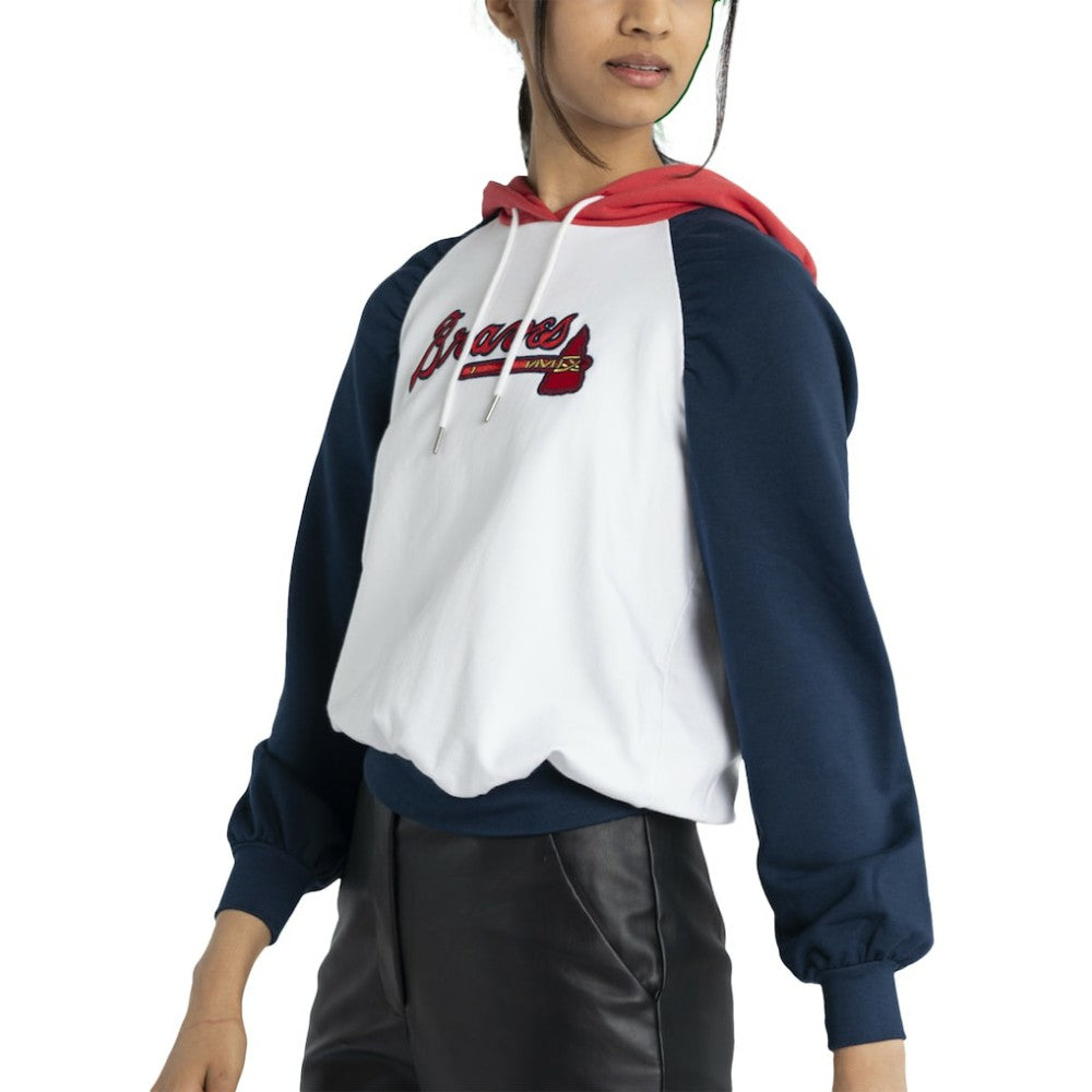 MLB Atlanta Braves Lusso Women's Marlowe Tri-Blend Raglan Pullover Hoodie