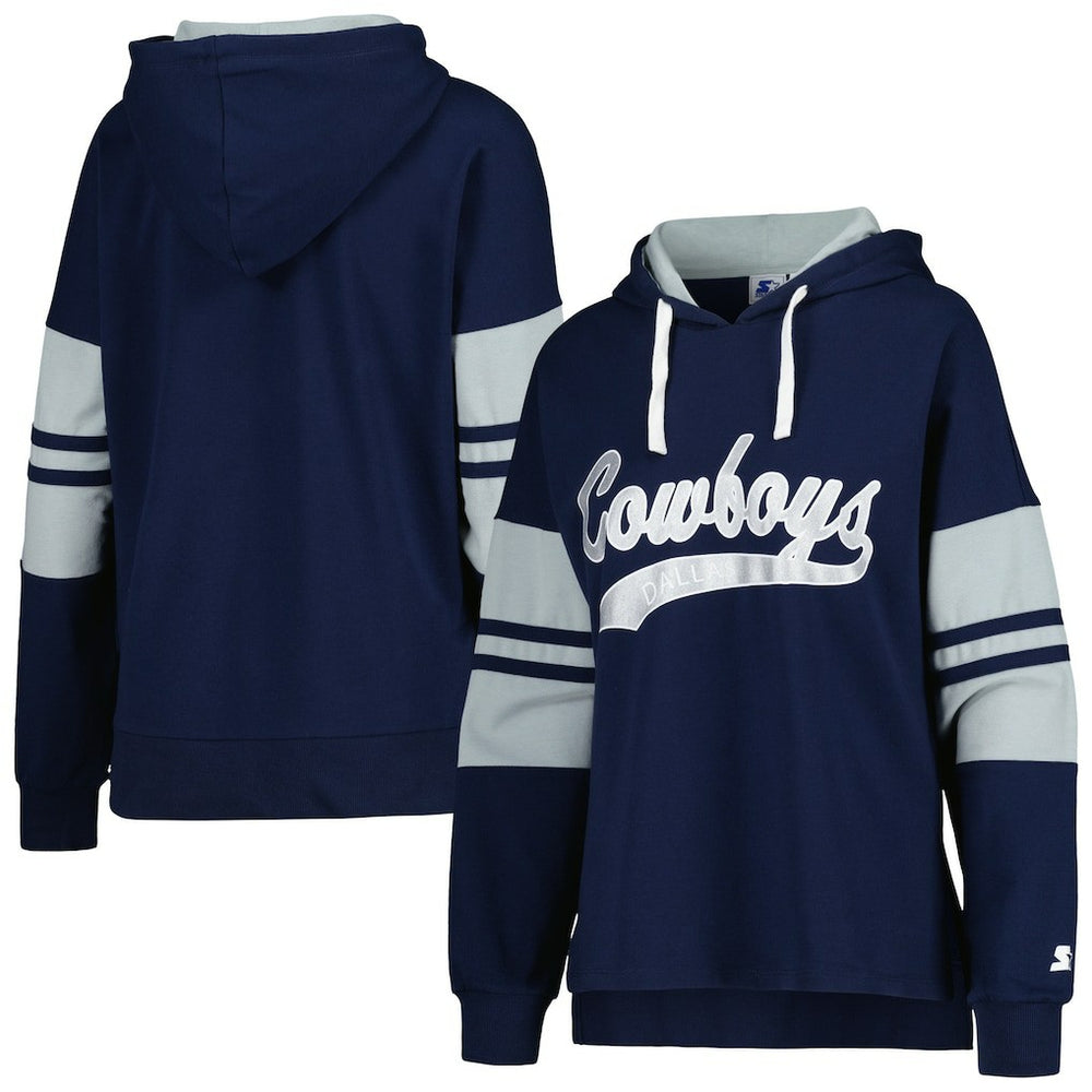 Starter Women's Bump And Run Long Sleeve Hoodie T-Shirt - Dallas Cowboys