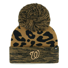 MLB Washington Nationals '47 Women's Leopard Rosette Cuffed Knit Hat with Pom