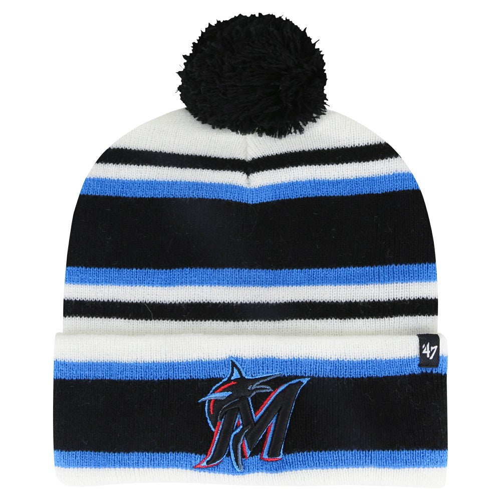MLB Miami Marlins '47 Youth Stripling Cuffed Knit Hat with Pom
