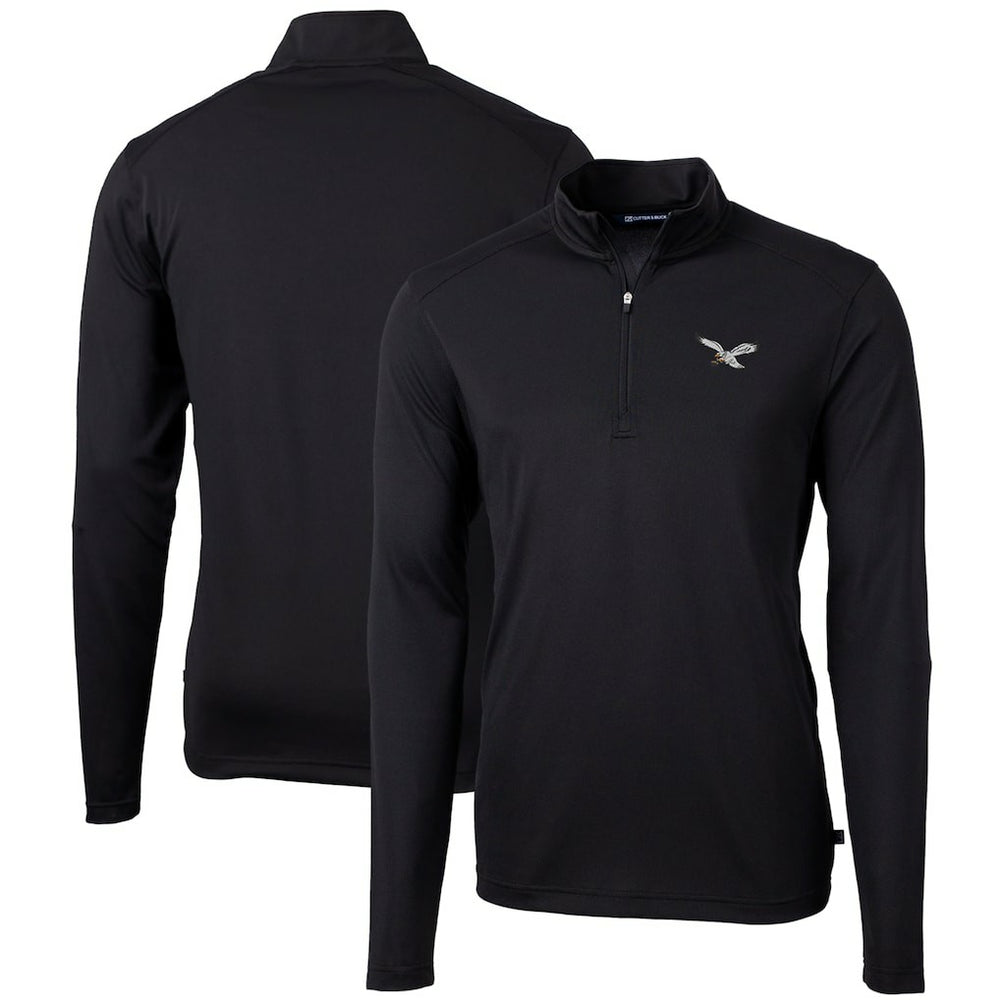 Cutter & Buck Gridiron Classics Big & Tall Virtue Eco Pique Recycled Quarter-Zip Pullover Top - Philadelphia Eagles