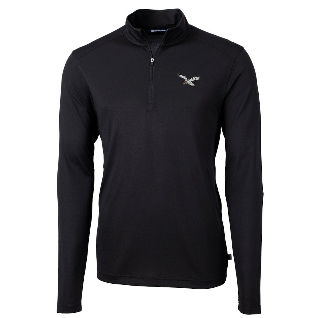 Cutter & Buck Gridiron Classics Big & Tall Virtue Eco Pique Recycled Quarter-Zip Pullover Top - Philadelphia Eagles