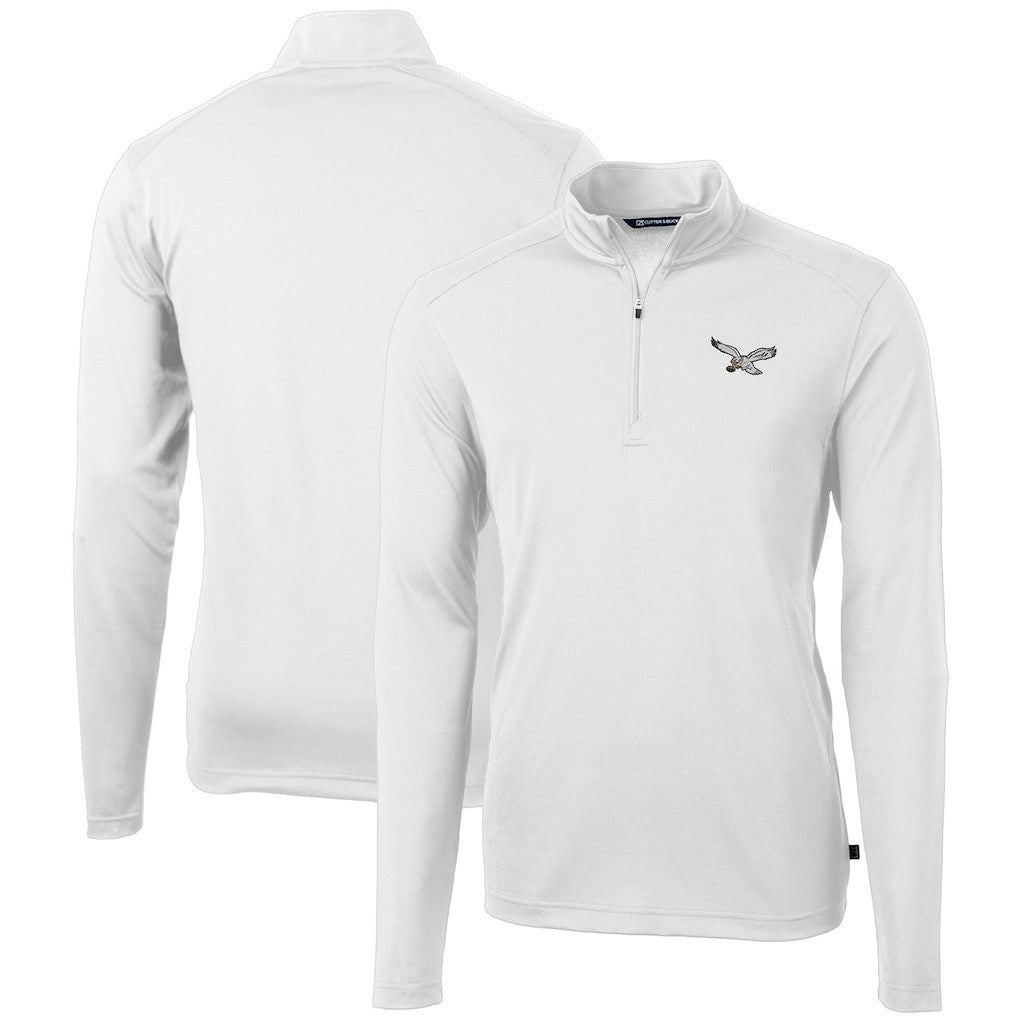 Cutter & Buck Gridiron Classics Big & Tall Virtue Eco Pique Recycled Quarter-Zip Pullover Top - Philadelphia Eagles