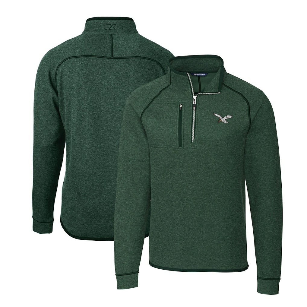 Cutter & Buck Gridiron Classics Big & Tall Mainsail Sweater-Knit Half-Zip Pullover Jacket - Philadelphia Eagles