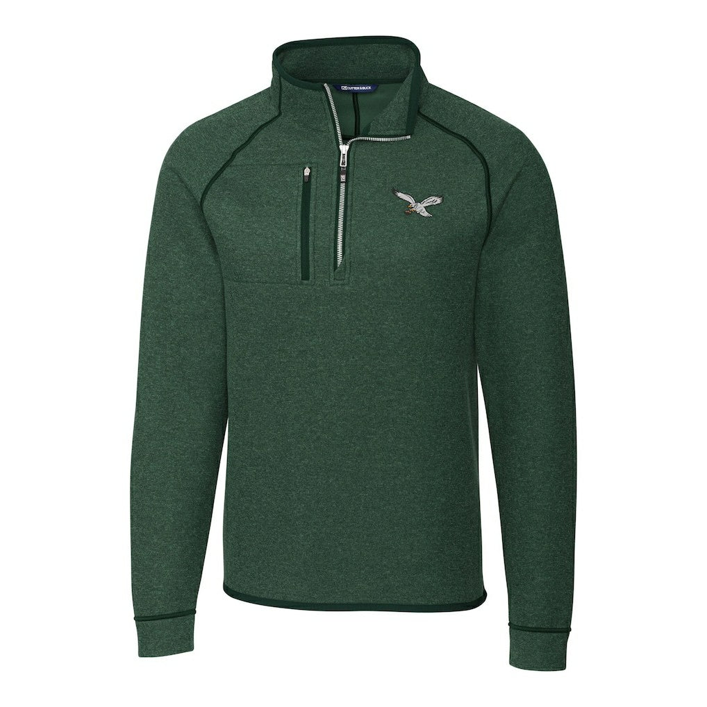 Cutter & Buck Gridiron Classics Big & Tall Mainsail Sweater-Knit Half-Zip Pullover Jacket - Philadelphia Eagles