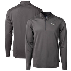 Cutter & Buck Gridiron Classics Big & Tall Virtue Eco Pique Micro Stripe Recycled Quarter-Zip Pullover Top - Philadelphia Eagles