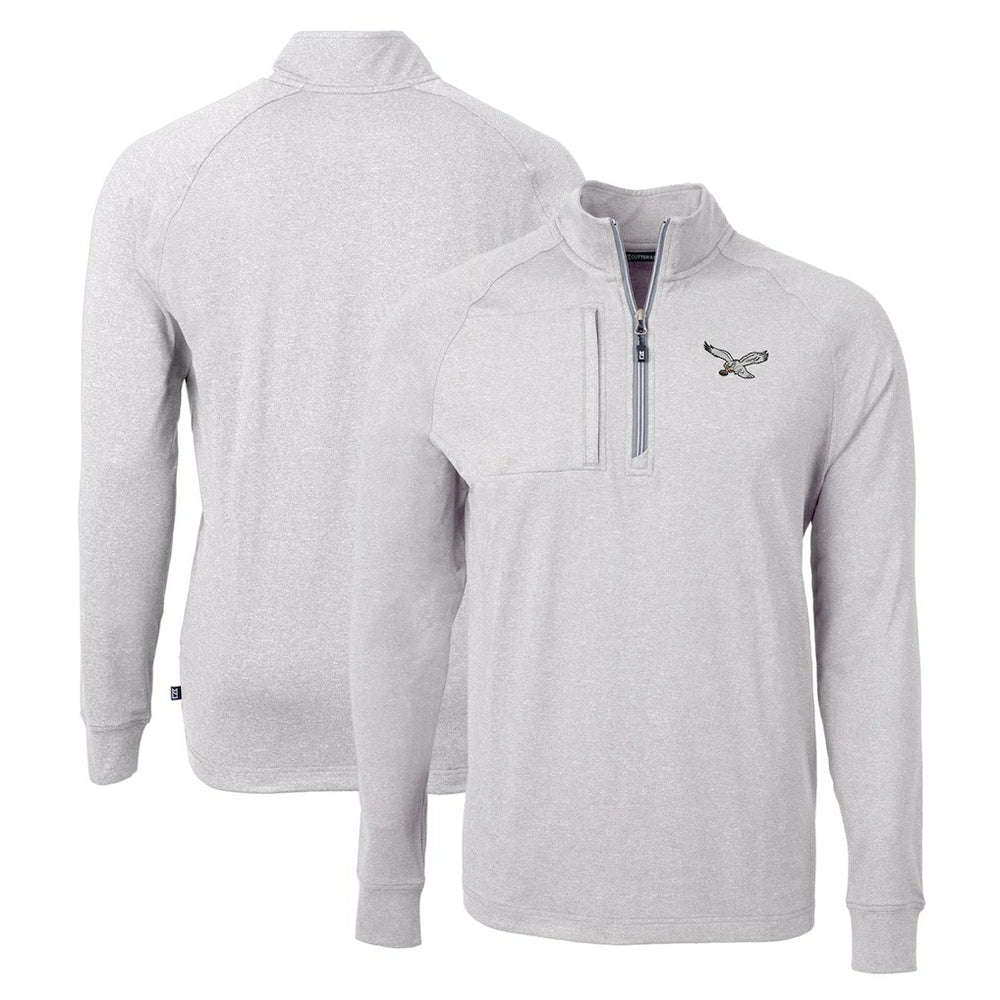 Cutter & Buck Gridiron Classics Big & Tall Adapt Eco Knit Heather Quarter-Zip Pullover Top - Philadelphia Eagles