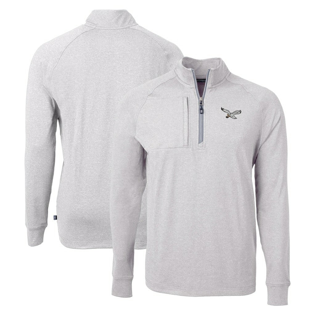 Cutter & Buck Gridiron Classics Big & Tall Adapt Eco Knit Heather Quarter-Zip Pullover Top - Philadelphia Eagles
