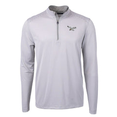 Cutter & Buck Gridiron Classics Big & Tall Virtue Eco Pique Micro Stripe Recycled Quarter-Zip Pullover Top - Philadelphia Eagles