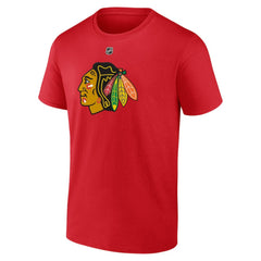 NHL Red Connor Bedard Chicago Blackhawks Fanatics Authentic Stack Name & Number T-Shirt