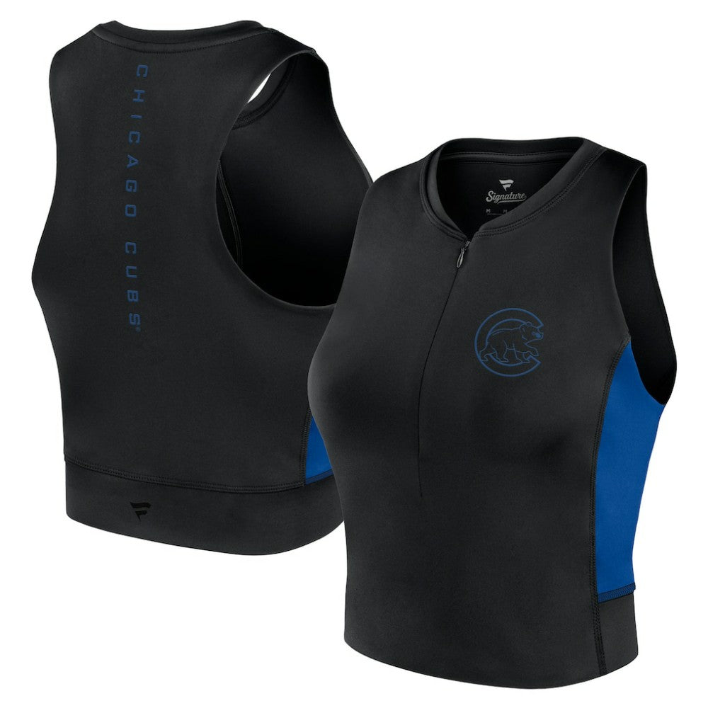 MLB Chicago Cubs Fanatics Women's Studio Half-Zip Fitted Gym Tank Top