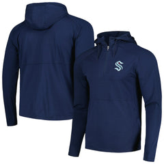 NHL Heather Navy Seattle Kraken Antigua Spikes Raglan Quarter-Zip Hoodie