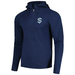 NHL Heather Navy Seattle Kraken Antigua Spikes Raglan Quarter-Zip Hoodie