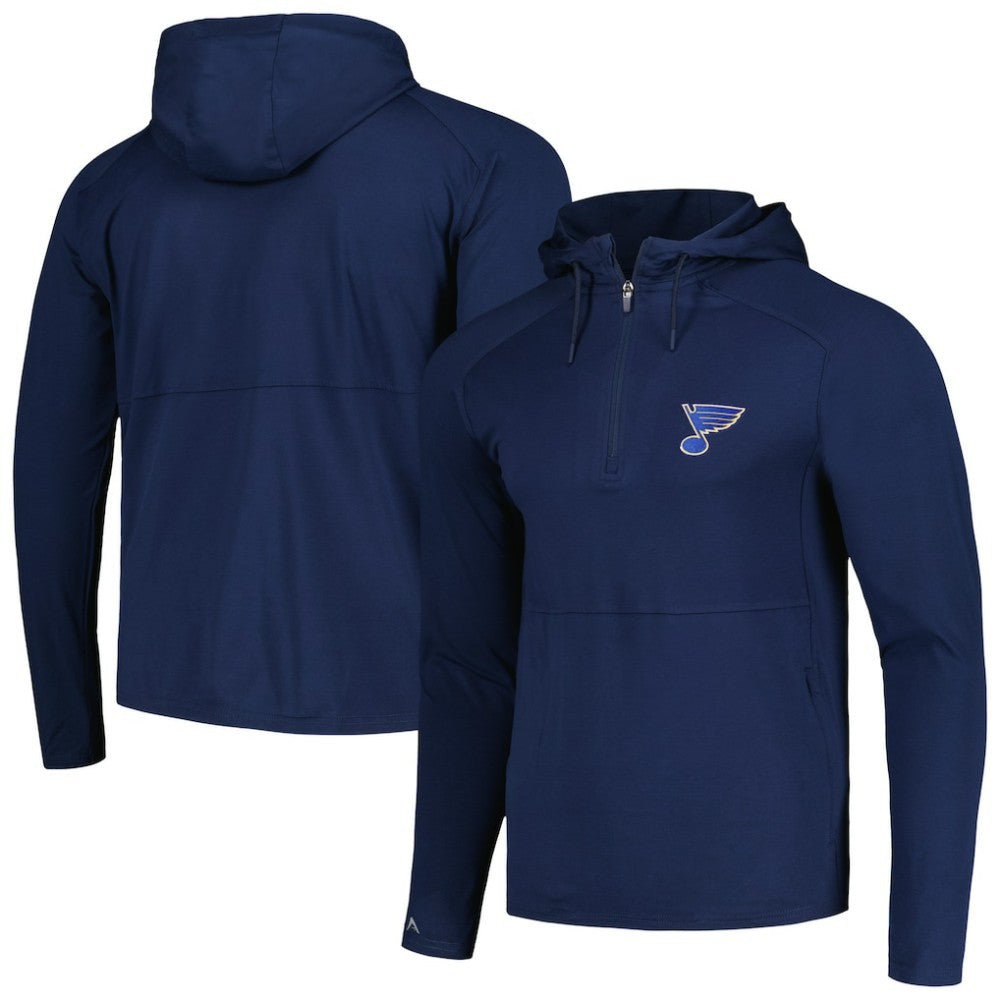NHL Heather Navy St. Louis Blues Antigua Spikes Raglan Quarter-Zip Hoodie
