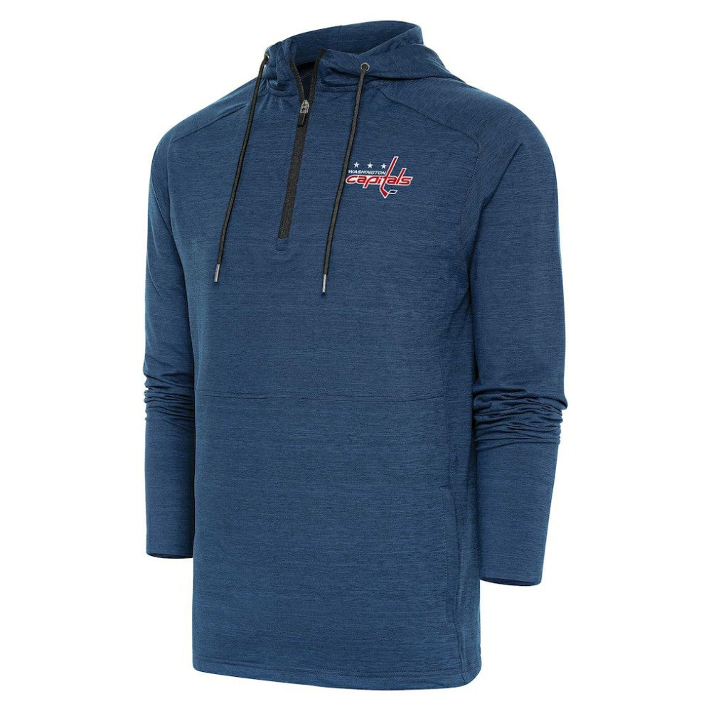 NHL Heather Navy Washington Capitals Antigua Spikes Raglan Quarter-Zip Hoodie
