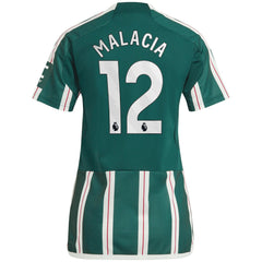 Tyrell Malacia Manchester United Women's 2023/24 Away Replica Player Jersey - Adidas Green