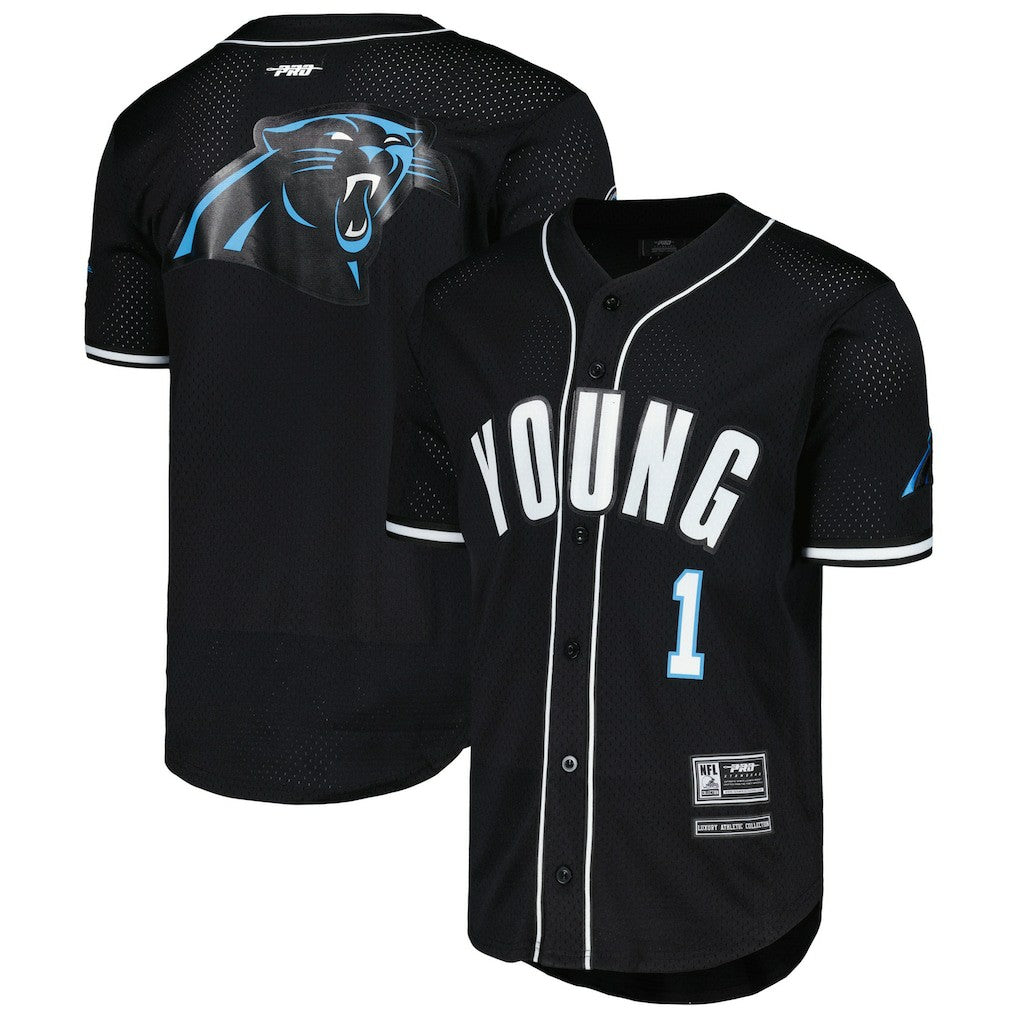 Bryce Young  Pro Standard Mesh Baseball Button-Up T-Shirt - Carolina Panthers