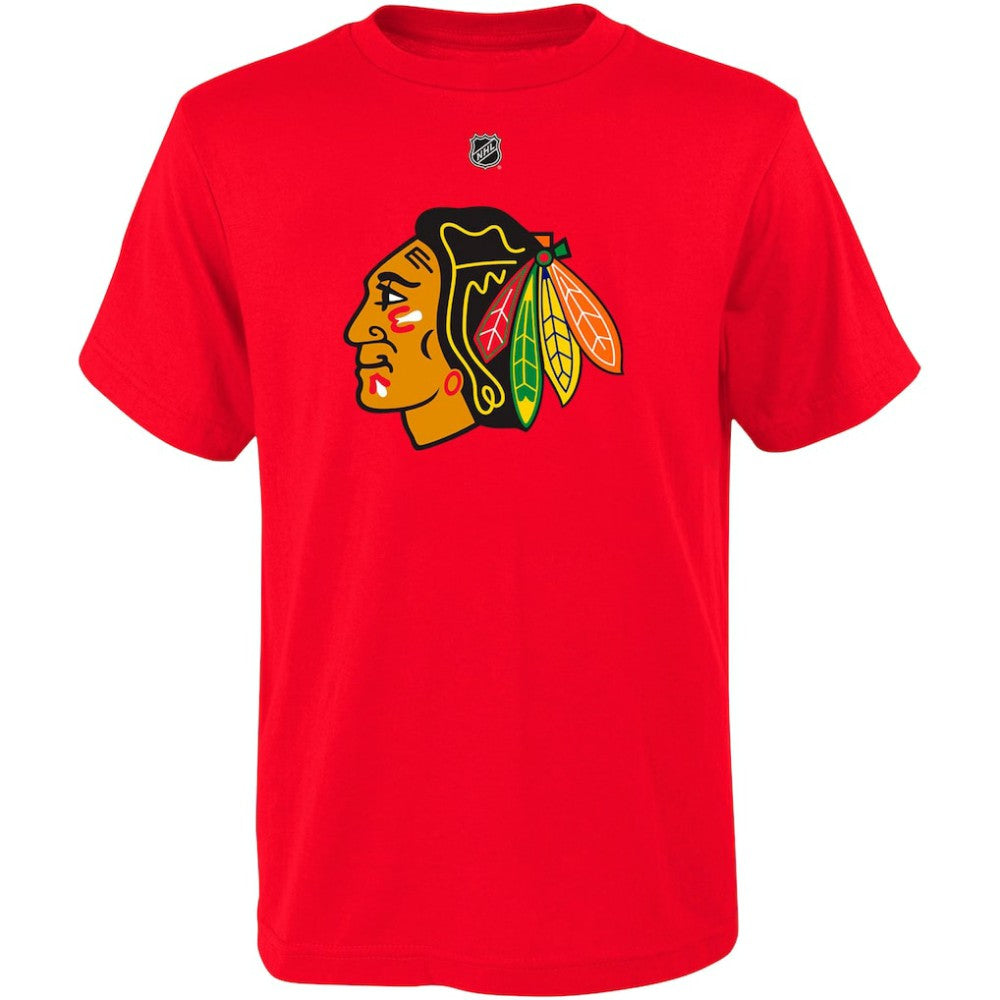 NHL Red Connor Bedard Chicago Blackhawks Youth Player Name & Number T-Shirt