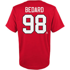 NHL Red Connor Bedard Chicago Blackhawks Preschool Authentic Stack Name & Number T-Shirt